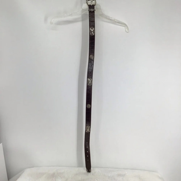 Vintage Brighton 42209 Brown leather Croc Embossed Belt Silver Buckle Size Small - Picture 5 of 6